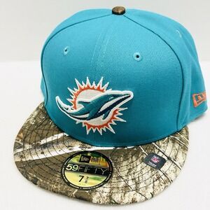 New Era Miami Dolphins‎ 2-Tone Camo 59FIFTY Fitted Hat Cap 7 3/8 Turquoise NFL
